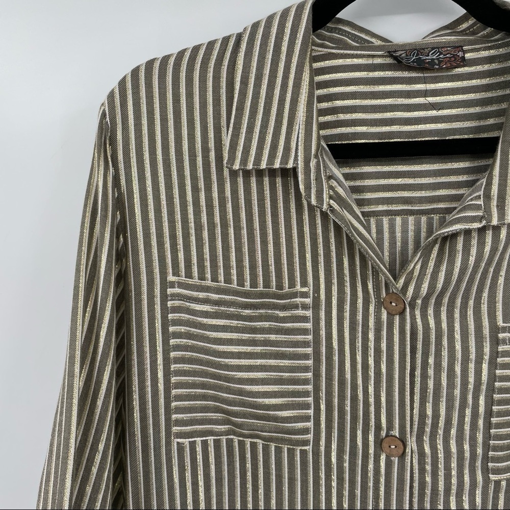 J Glee Olive Green & White Striped T Shirt Dress - Picture 4 of 14